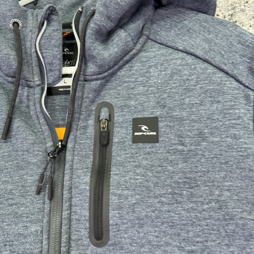 Rip Curl Sweatshirt Mens Large Blue Gray Anti Series Hooded Zip Outdoor Fleece - Picture 7 of 12